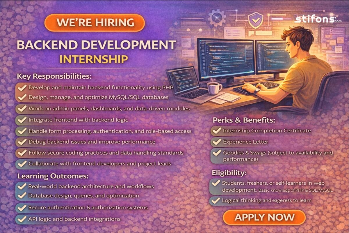 Backend Developer Intern (PHP & SQL) - Stifons